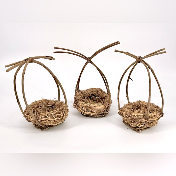 Group of 3 Handmade Bird Nest Baskets - Picture 1 of 15
